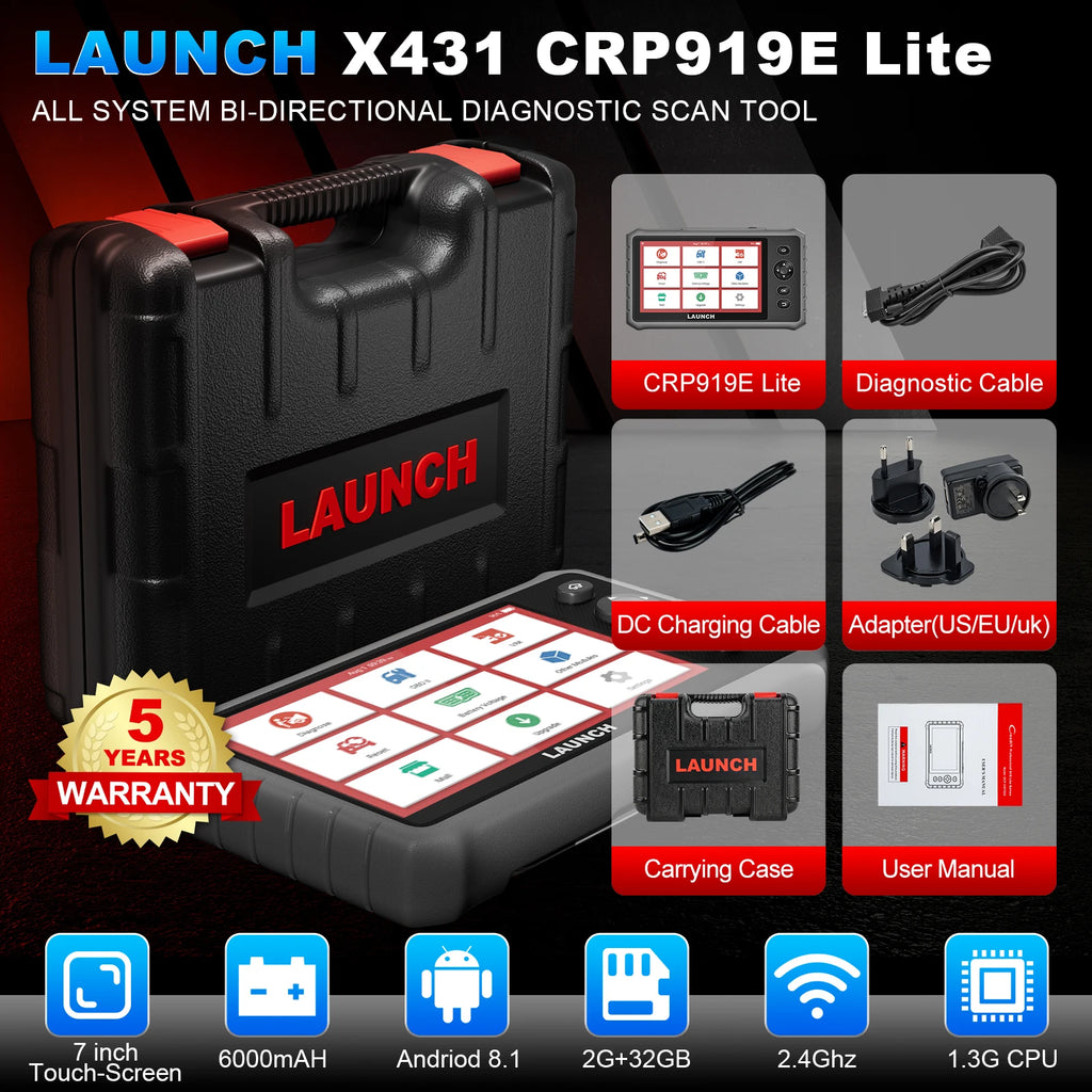 Lancez l'appareil de diagnostic OBD2 Launch CRP919E Lite – Analyseur de moteur professionnel (12 V)