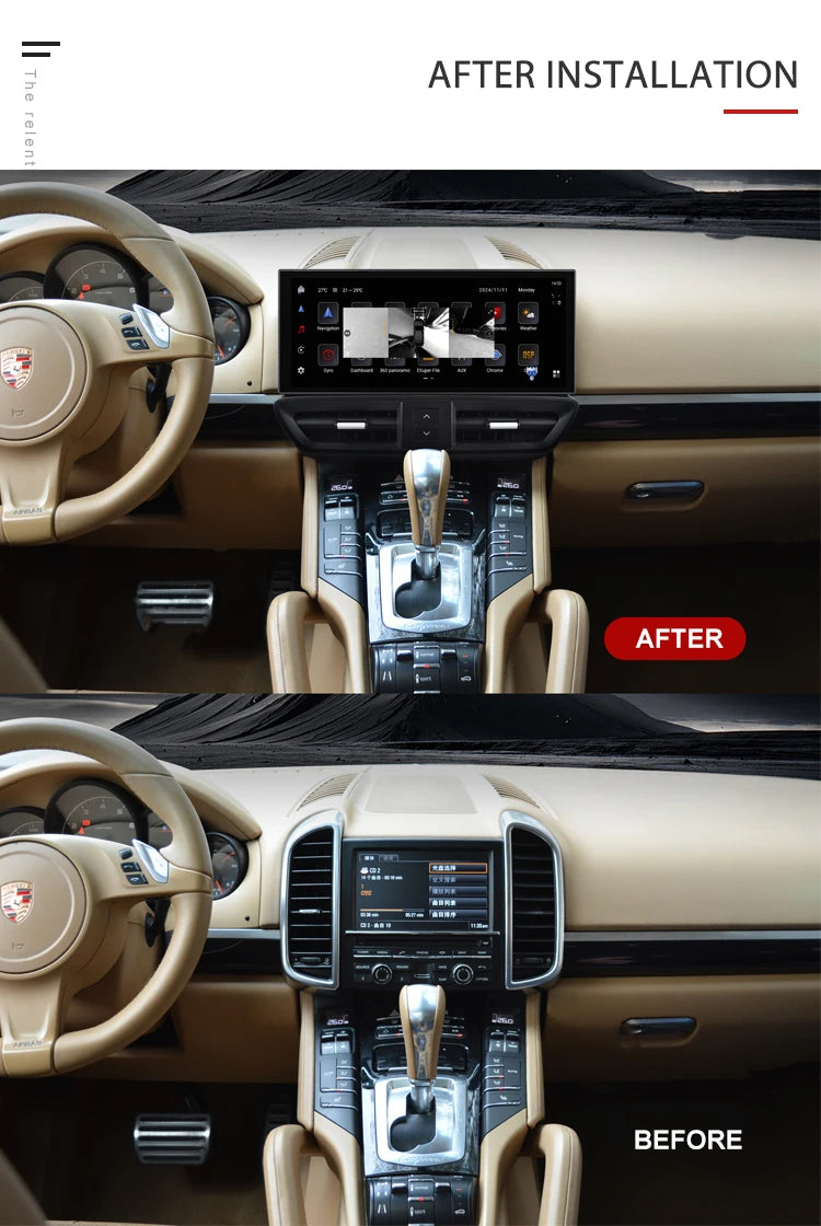 KANOR 12.3 Inch Android CarPlay Autoradio Porsche Cayenne 2010-2017 – Snapdragon 8-Core Multimedia Systeem met GPS & 4G WiFi