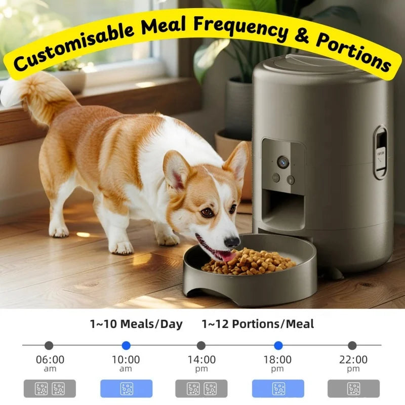 Distributeur automatique de croquettes pour chats et chiens avec caméra et Wi-Fi – Mangeoire intelligente pour animaux de compagnie de 2 L