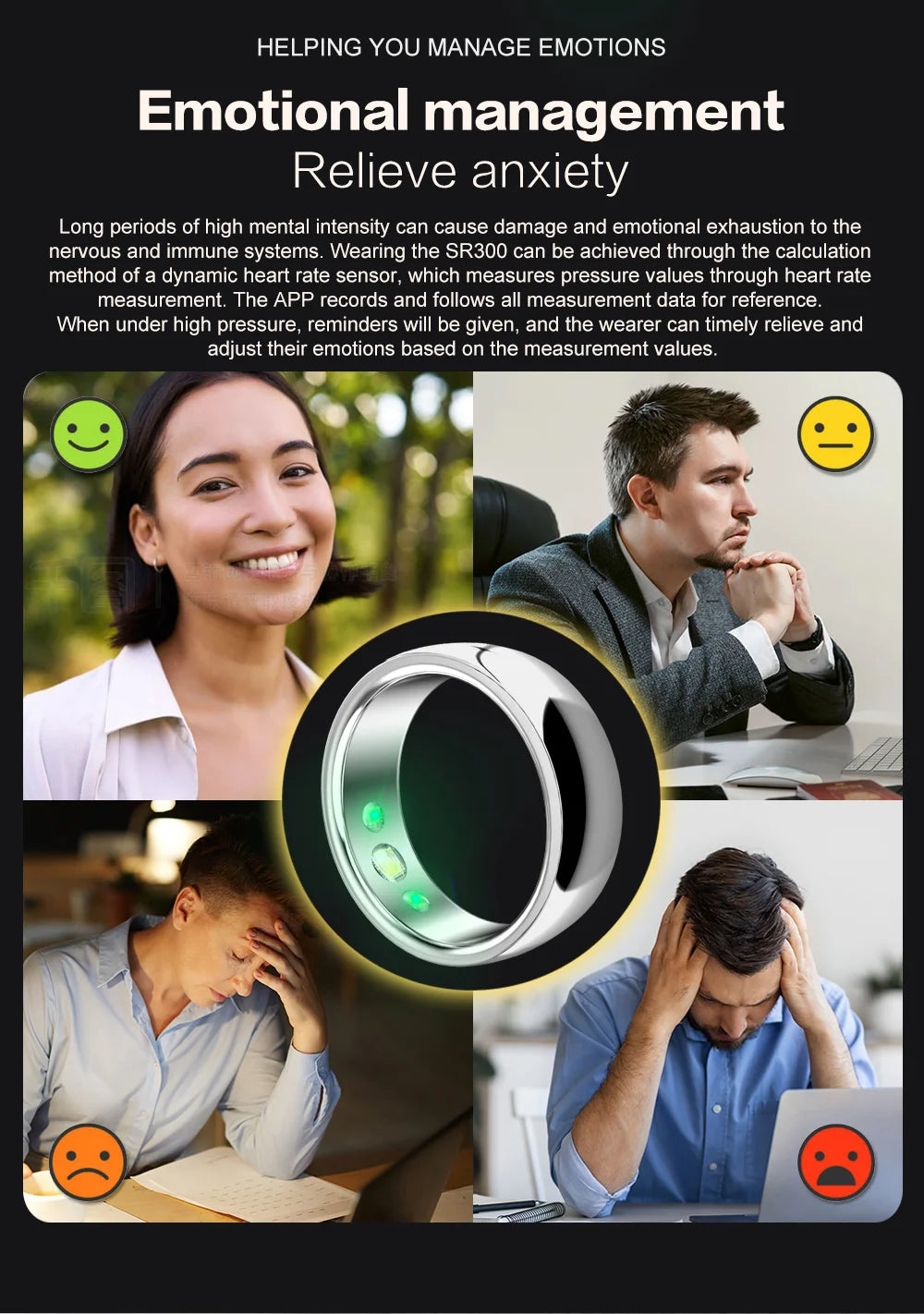 Apex Ring SR300 Smart Health Ring 2024 – Herzfrequenz, SpO₂ & NFC – IP67 Wasserdicht