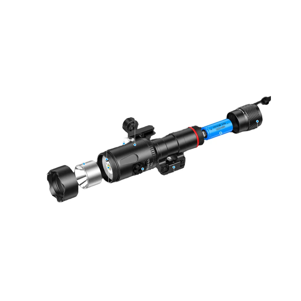 Lampe tactique combinée CVLIFE avec laser vert et 1000 lumens – Étanche et résistante aux chocs