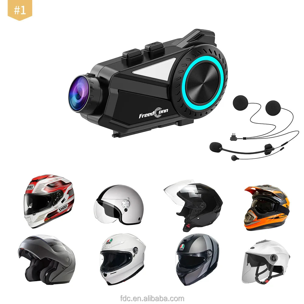 Intercom pour casque moto FreedConn R3-PRO avec caméra 2K – Casque Bluetooth 5.1 avec audio haute résolution