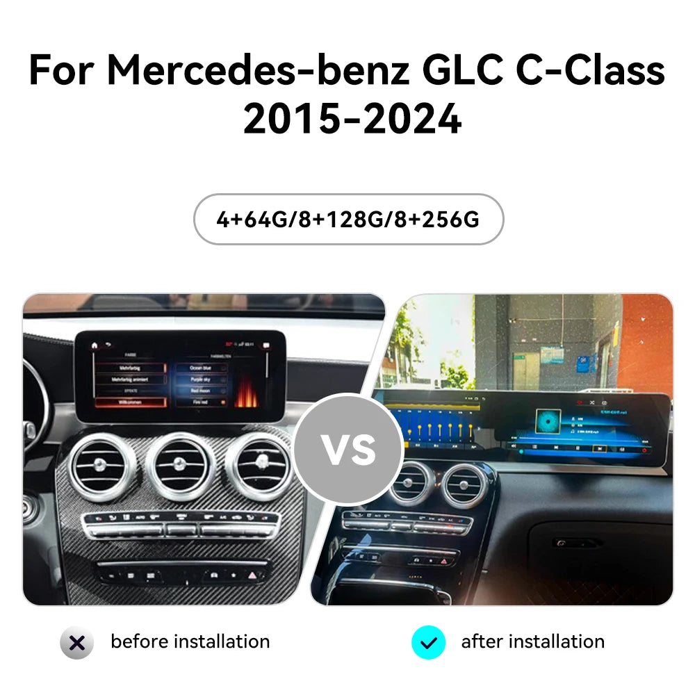 🚘 24.6” Dual Screen CarPlay Autoradio für Mercedes-Benz GLC & C-Klasse (2015-2024) – Android 13 Multimedia System
