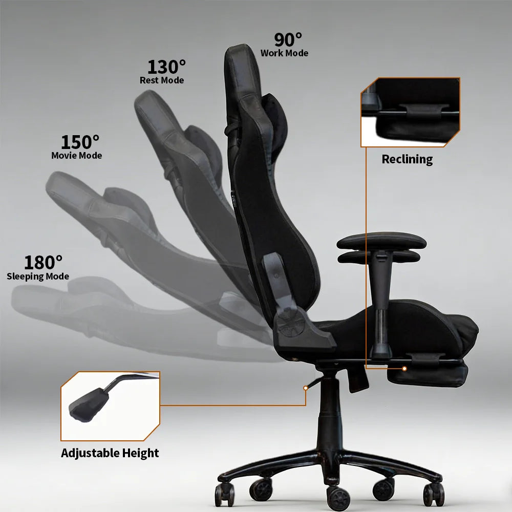 Chaise Gaming Ergonomique avec Dossier et Hauteur Réglables – Fauteuil Gamer de Luxe avec Fonction de Massage
