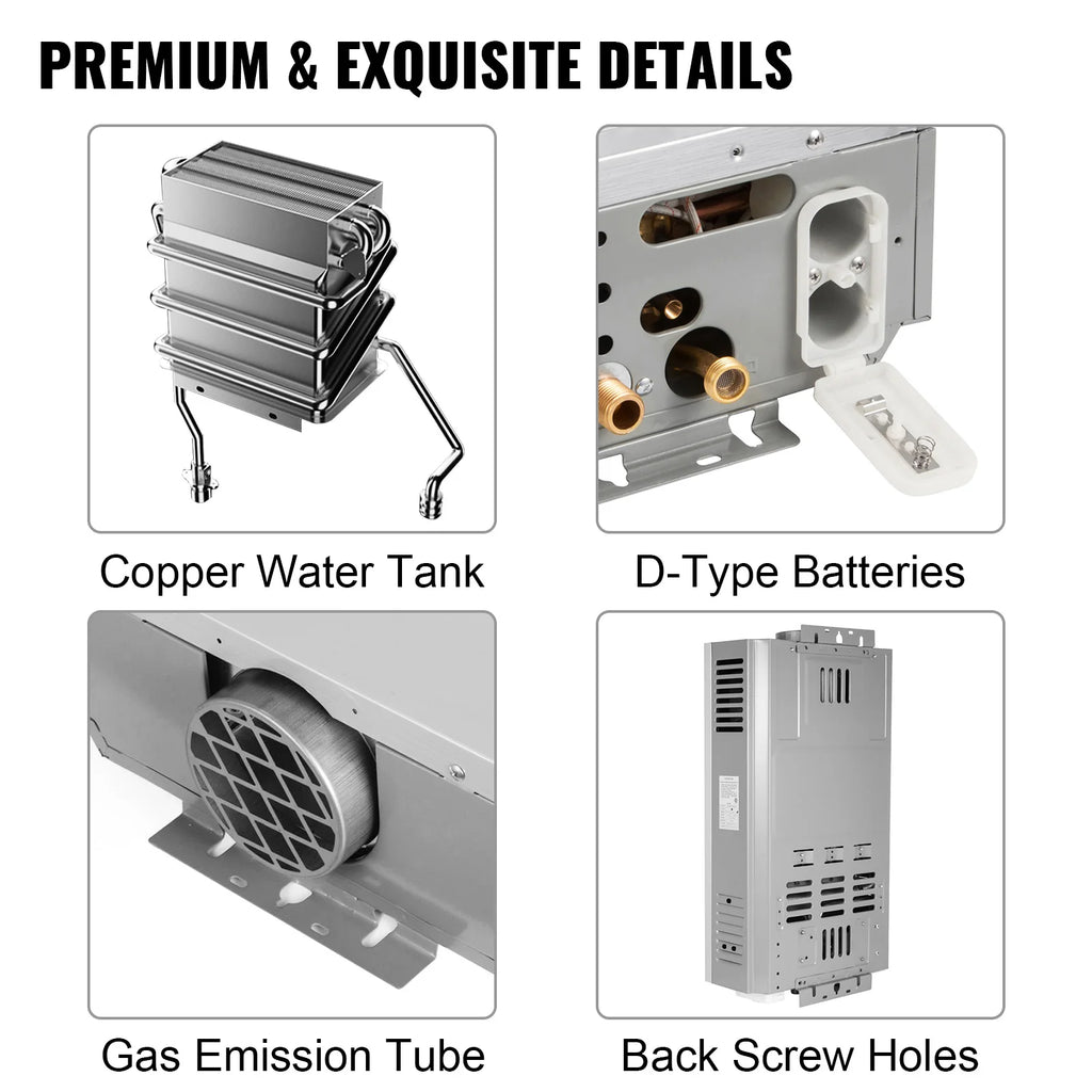Draagbare Gas Geiser 18L – Directe Warmwater Boiler voor Camping en Buiten Douche