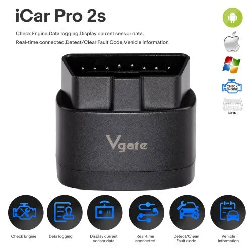 Adaptateur OBD-II Bluetooth Vgate iCar Pro 2S – Scanner OBD2 rapide et avancé (Bluetooth 5.2)