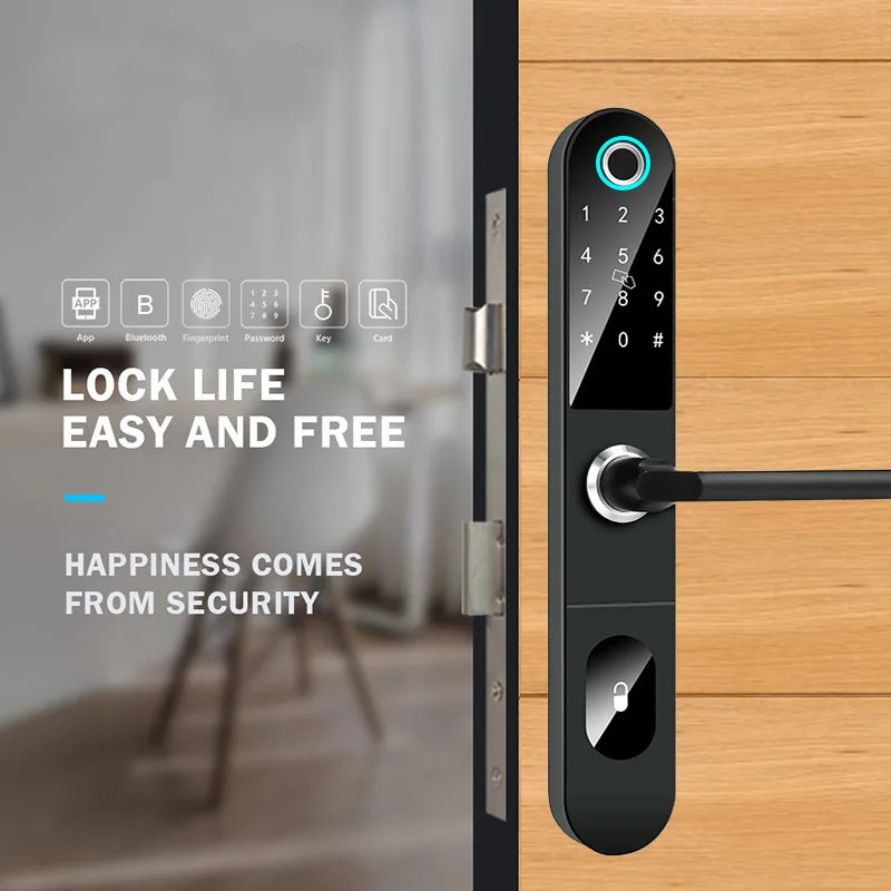 Serrure de porte intelligente EASLOC CX-641 avec application TTLock – Accès par empreinte digitale, code et application