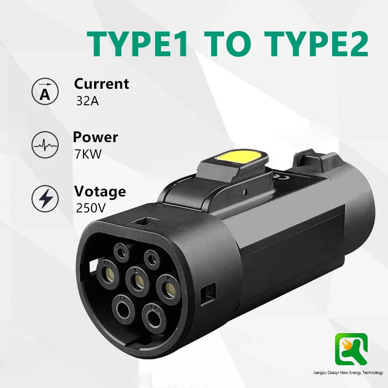Type 1 naar Type 2 EV Adapter – 32A / 7kW – J1772 naar Type 2 – AC 220-250V