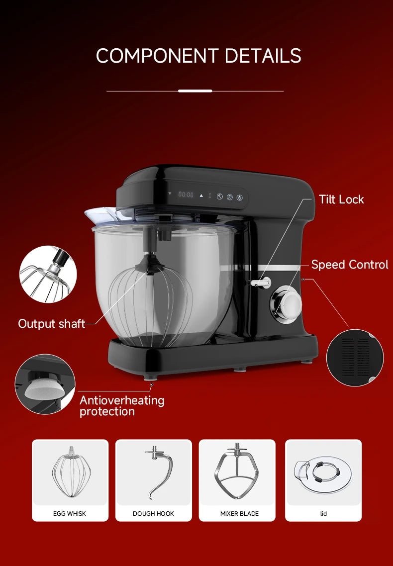 Professionelle Küchenmaschine 10L – 2200W für Teig, Kuchen & Brot