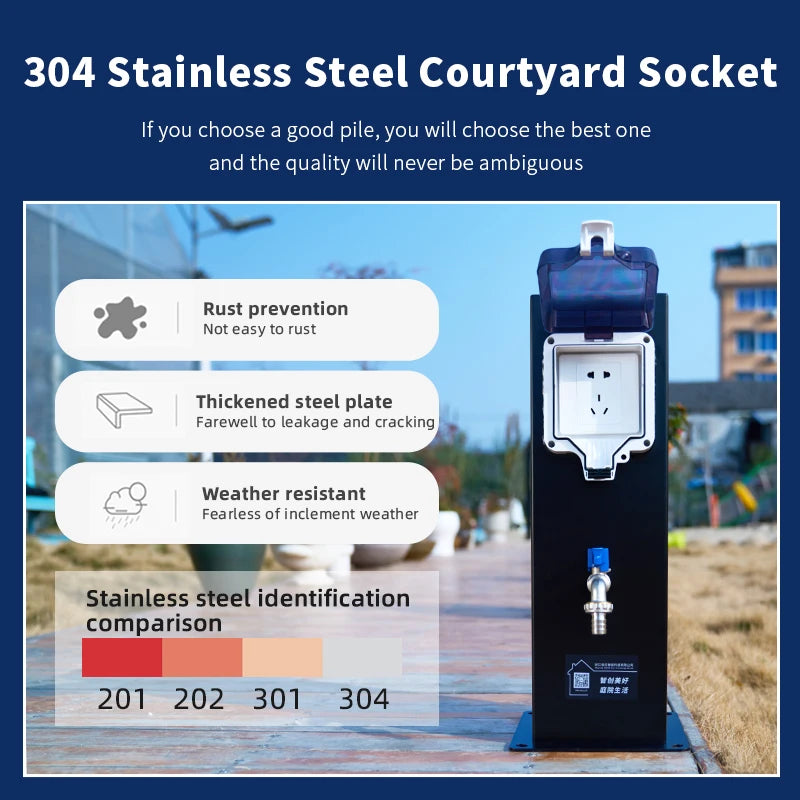 GEEYA Water- & Stroomzuil voor Tuin – IP66 Waterdicht – 220V – Model GRWE501515S