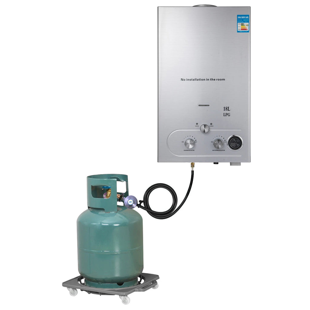 Draagbare Gas Geiser 18L – Directe Warmwater Boiler voor Camping en Buiten Douche