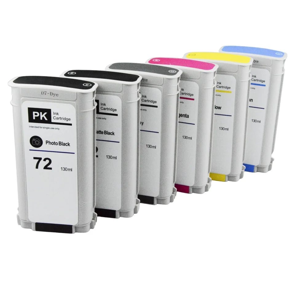 Cartouche d'encre remanufacturée HP72 compatible avec les imprimantes jet d'encre HP DesignJet T1100, T1120, T610, T620, T770, T790, T795, T1200, T1300 et T1708