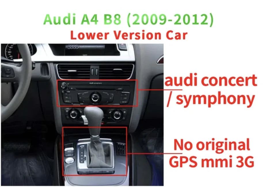 Android 13 8,8" Autoradio mit kabellosem CarPlay – Für Audi A4L / A4 B8 (2009–2016)