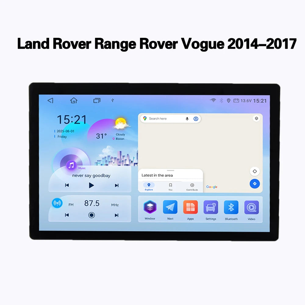 Système multimédia Android CarPlay 13,3 pouces pour Range Rover Vogue (2014-2017) – Résolution HD 2000 x 1200