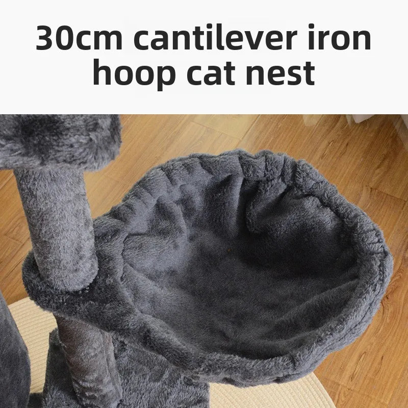Arbre à Chat Moderne en Bois - Grand Griffoir avec Plateformes d'Escalade et Poteaux en Sisal