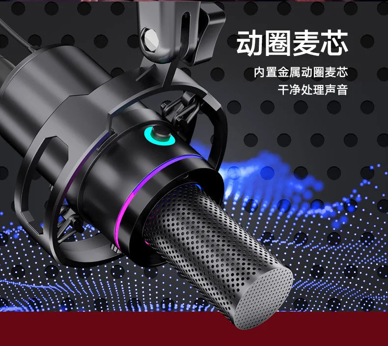 RGB Dynamische USB Microfoon – Cardioïde – Met LED Verlichting – Voor Streaming & Opnames