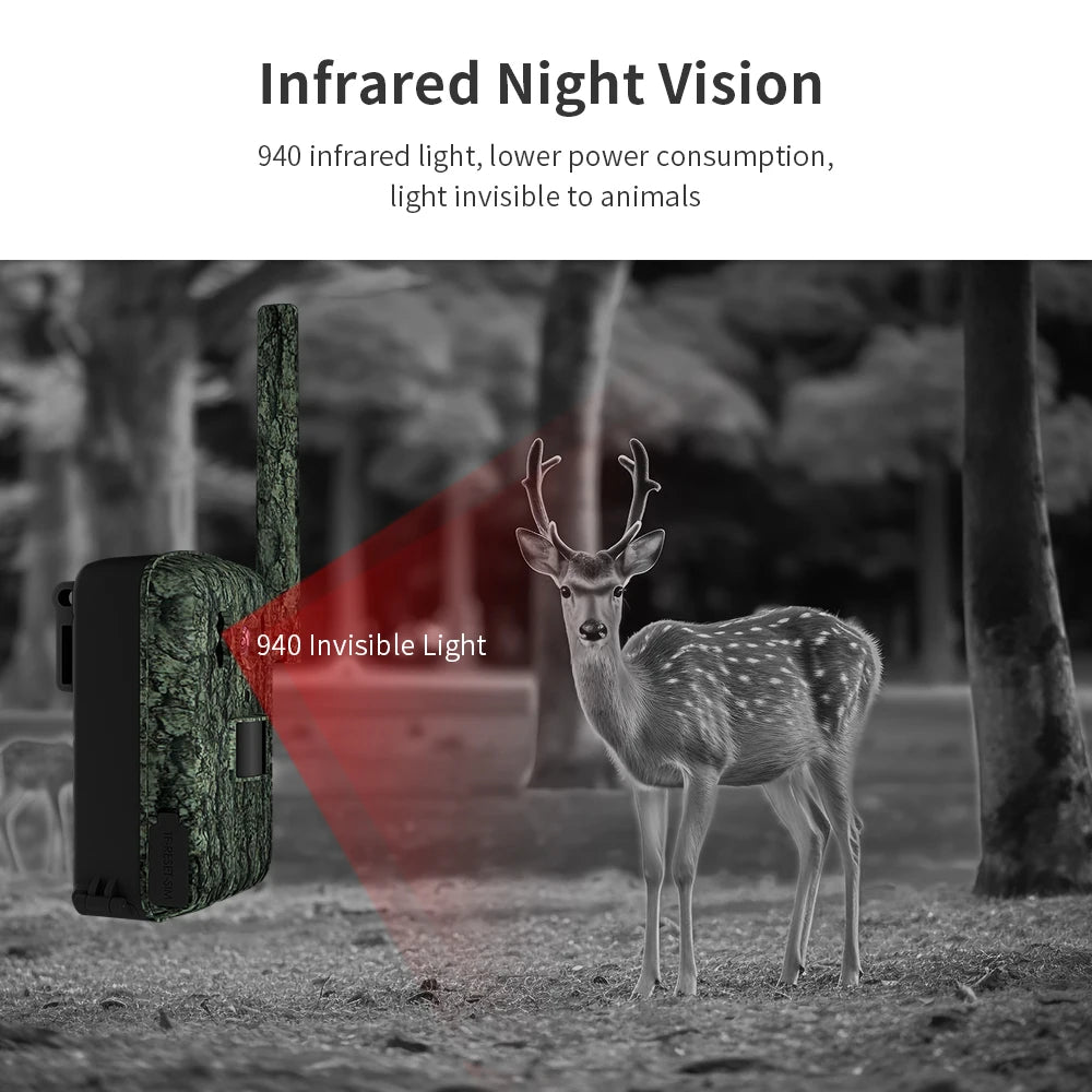 4G-Wildkamera mit Nachtsicht und Solarpanel – Kabellose Jagdkamera
