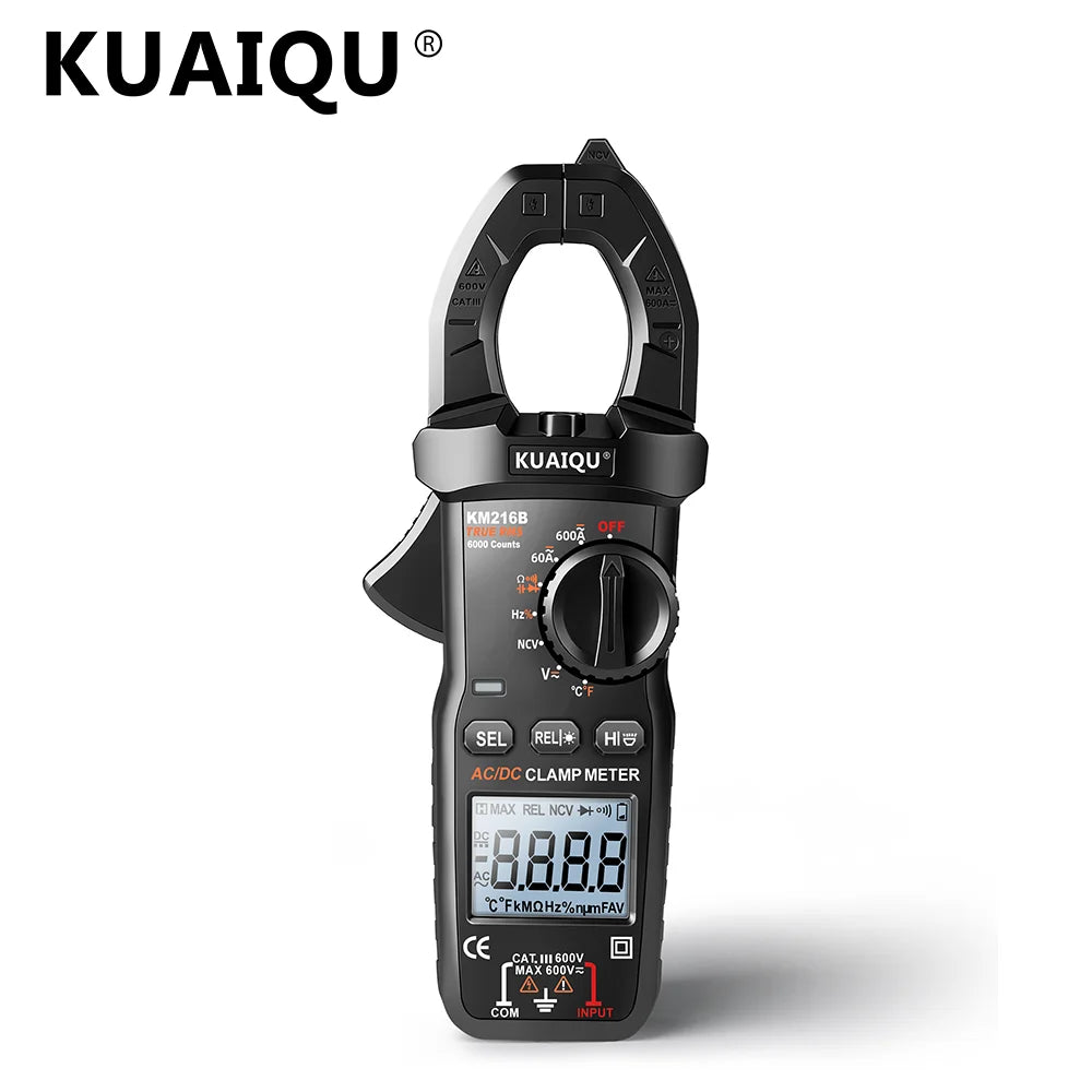 KUAIQU KM216B True RMS Digitale Stroomtang – 600A AC/DC – NCV – Met Zaklamp & Backlight