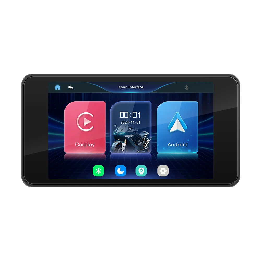 ESUNWAY B5341 Autoradio et lecteur multimédia 4,7" pour moto et voiture – Compatible CarPlay et Android Auto sans fil – Écran IPS HD étanche