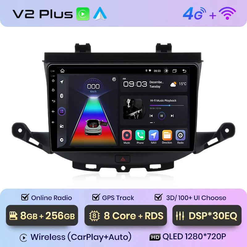Junsun V1 Draadloze CarPlay & Android Auto Autoradio – Opel Astra K (2015–2019) – Android 13 Navigatie