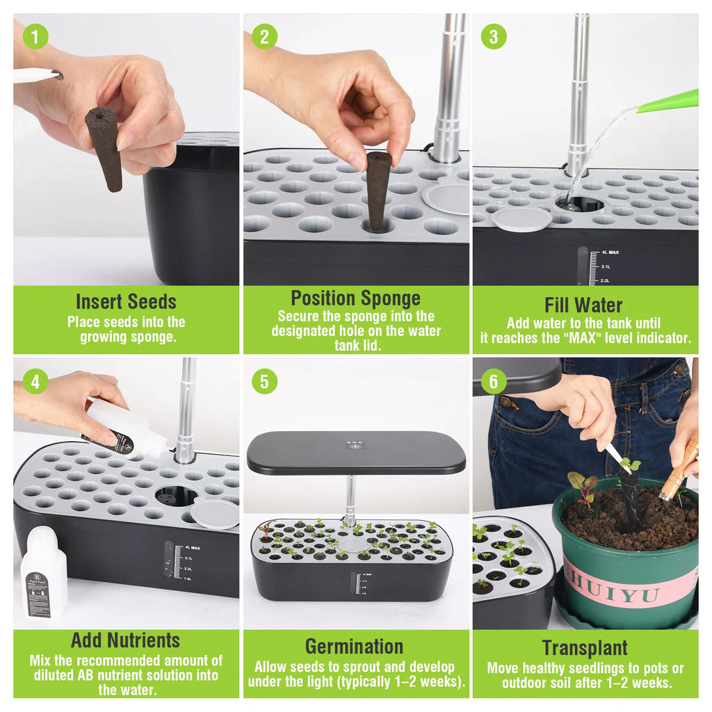 Kit de Culture Hydroponique 52 Gousses – Potager Intérieur Intelligent avec LED et Contrôle Tactile