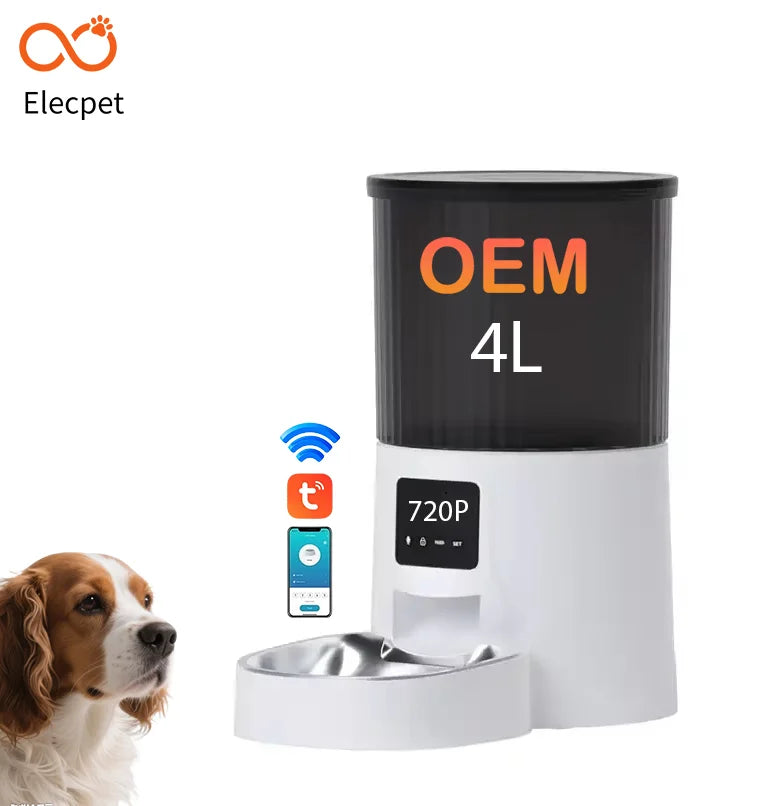 Intelligenter automatischer Futterautomat für Haustiere mit App, Kamera und Sprachaufzeichnung für Katzen und Hunde