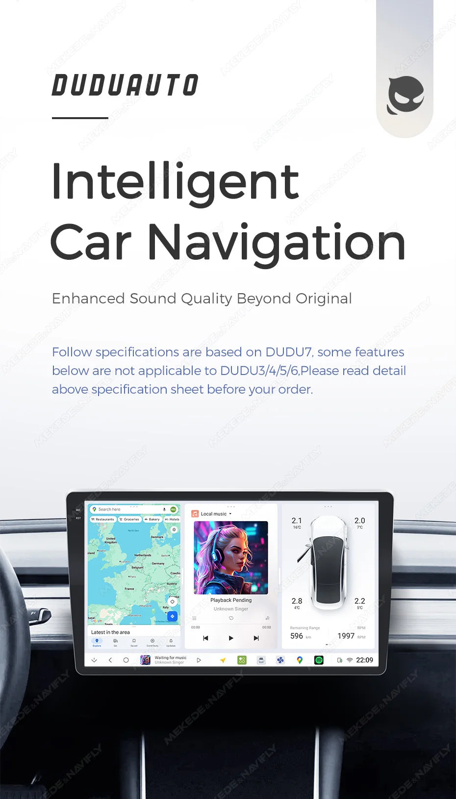 DUDUAUTO DUDU7 Android 13 Autoradio met GPS & CarPlay voor Renault Megane 2 (2002–2009)