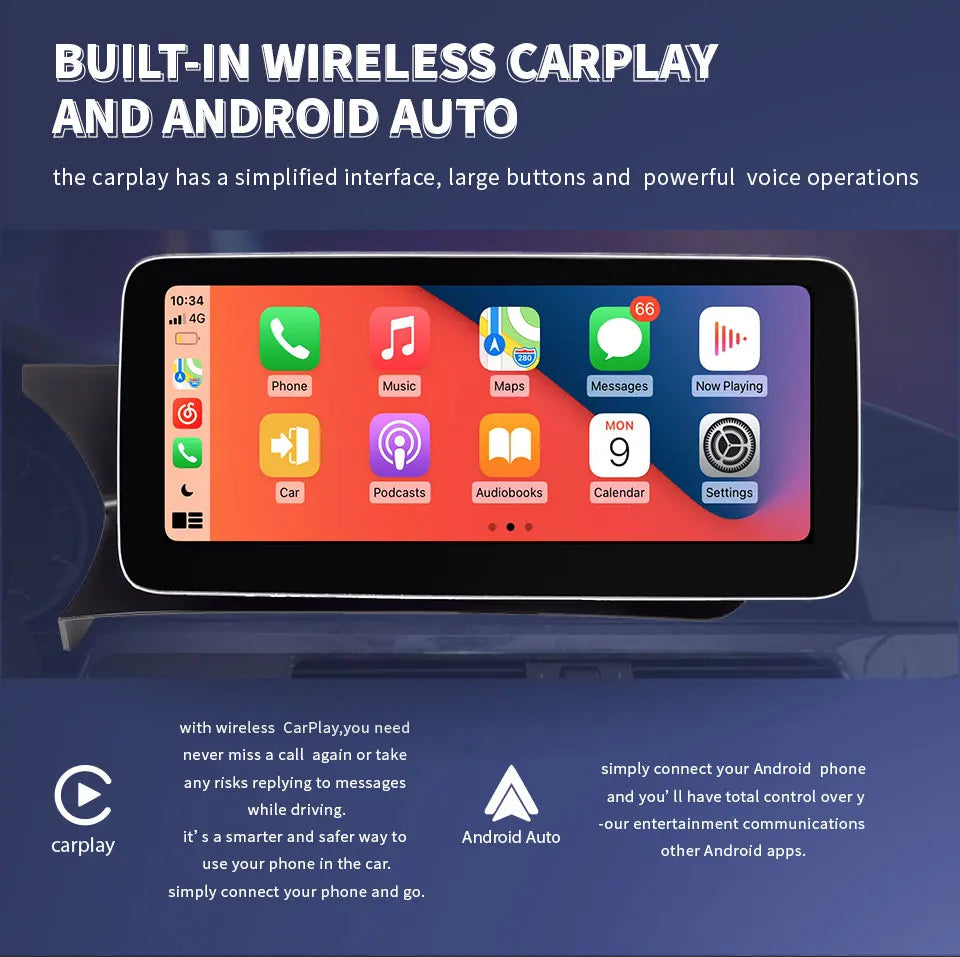 🚘 12,3" Wireless CarPlay Android 14 Autoradio für Mercedes C200 / C180 W204 W205 – GPS, DSP, 4G & OBD2