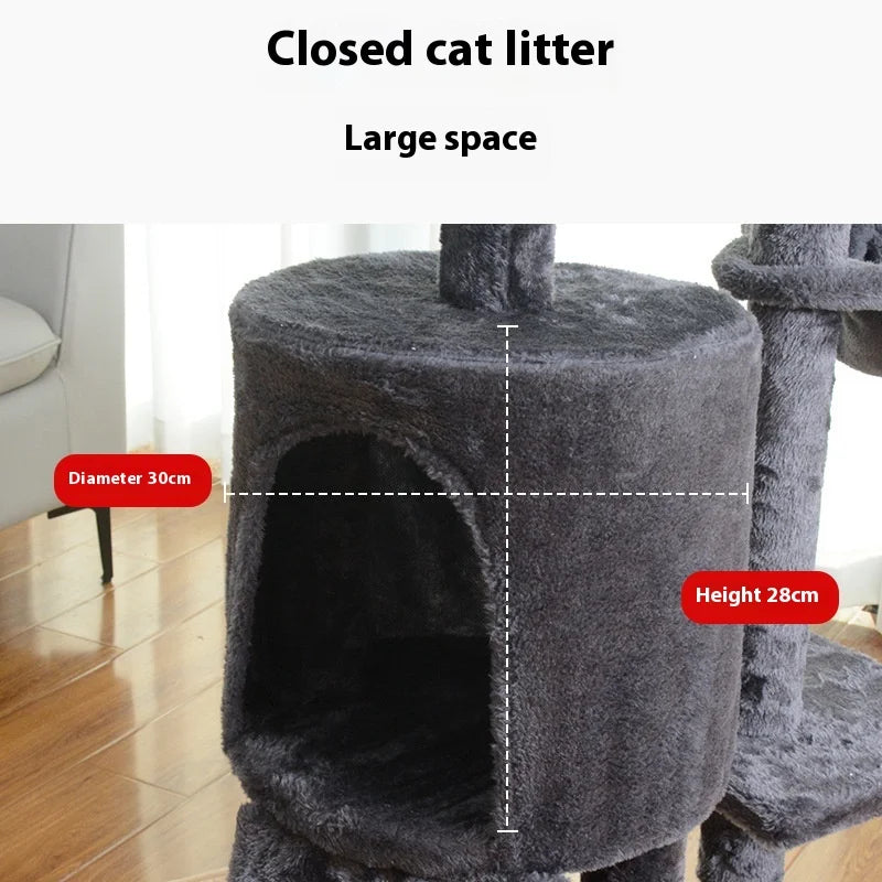 Arbre à Chat Moderne en Bois - Grand Griffoir avec Plateformes d'Escalade et Poteaux en Sisal