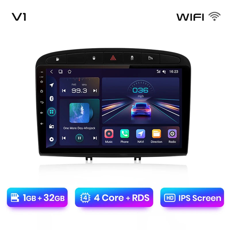 Autoradio Junsun compatible CarPlay et Android Auto – Peugeot 308 / 308S / 408 (2012–2020) – Navigation multimédia Android