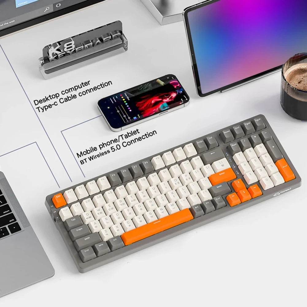 Clavier mécanique sans fil LISM K8 – Clavier de jeu mécanique sans fil avec éclairage RGB