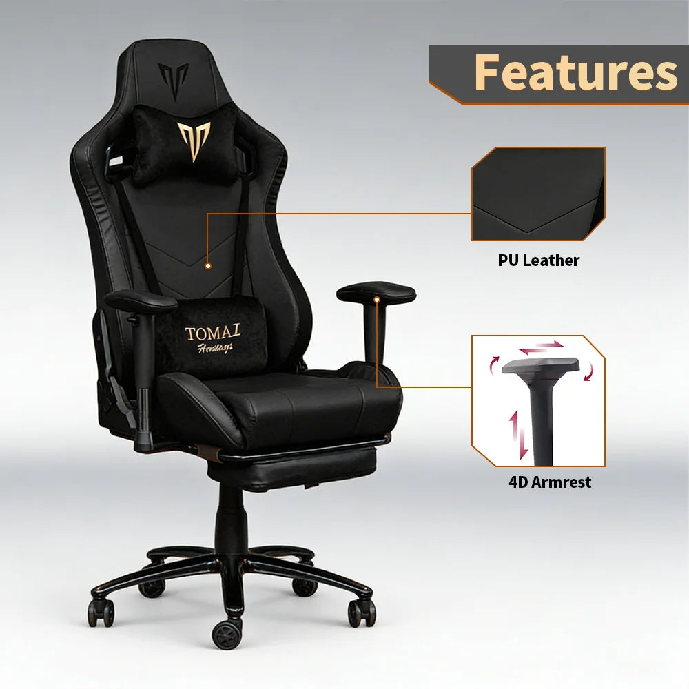 Chaise Gaming Ergonomique avec Dossier et Hauteur Réglables – Fauteuil Gamer de Luxe avec Fonction de Massage