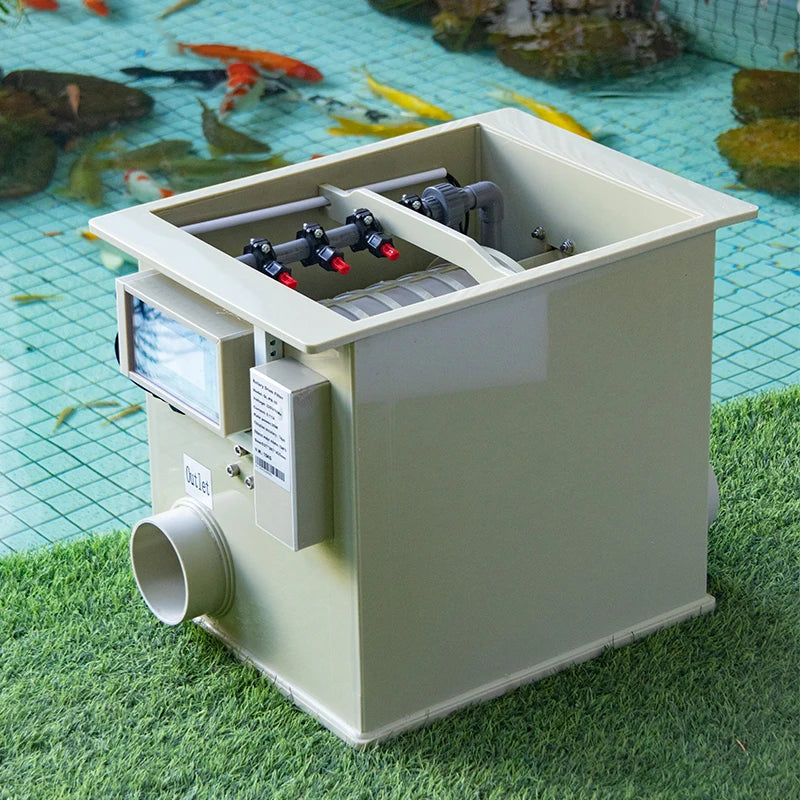 QLozone RAS Mechanischer Trommelfilter 10 m³/h – Mini-Drehtrommelfilter für Koiteiche