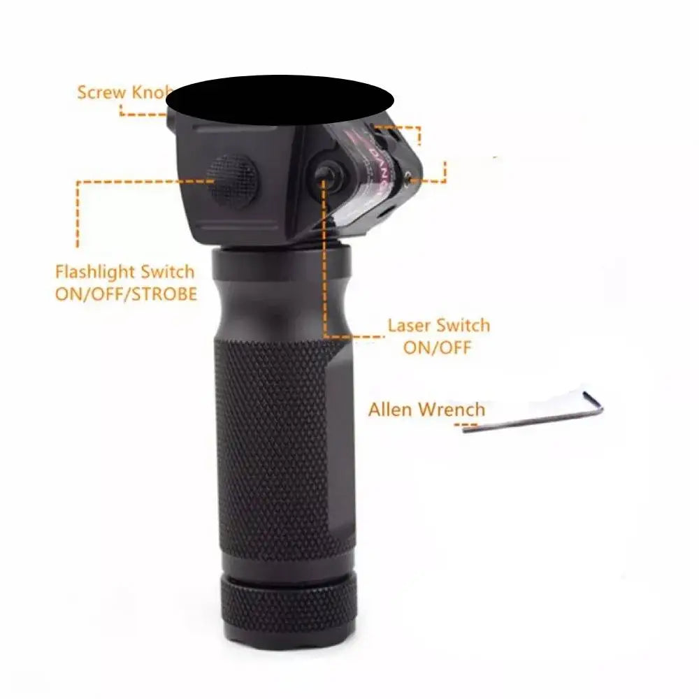 Taktische LED-Taschenlampe mit rotem Laser und Griff – Aluminium – Modell WB001