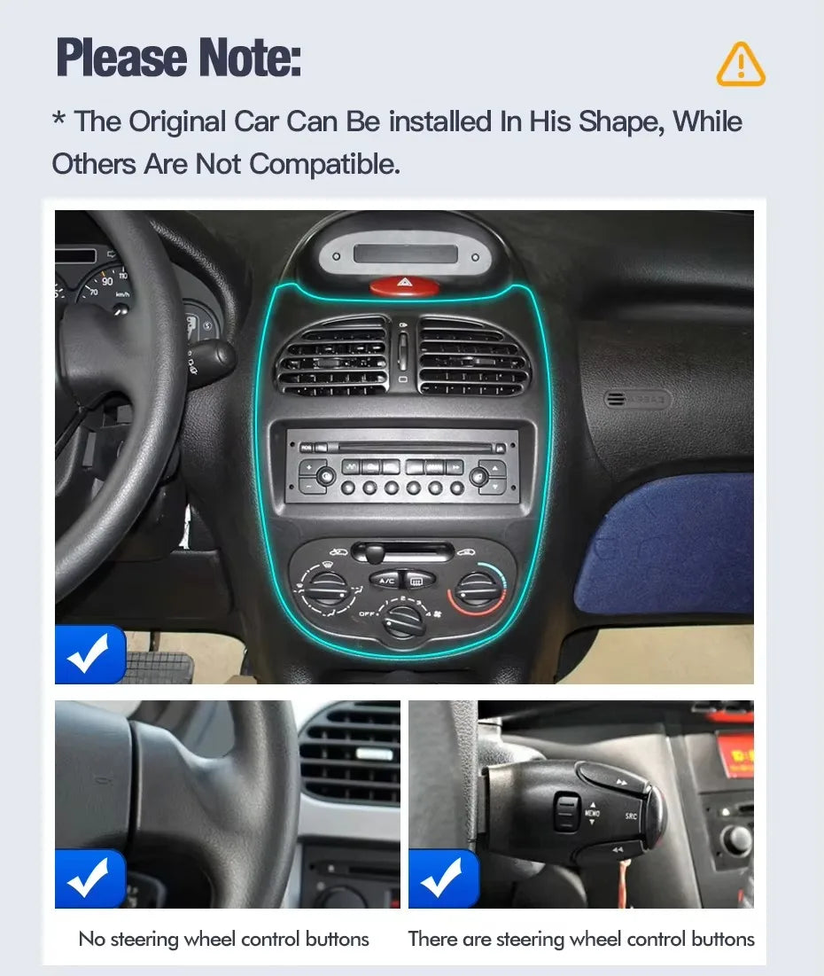 Autoradio Linux 7 pouces avec CarPlay sans fil et Android Auto pour Peugeot 206 (2000–2008)