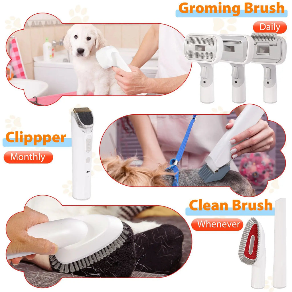2-in-1 Pet Grooming Kit met Vacuüm – Honden & Katten Haartrimmer