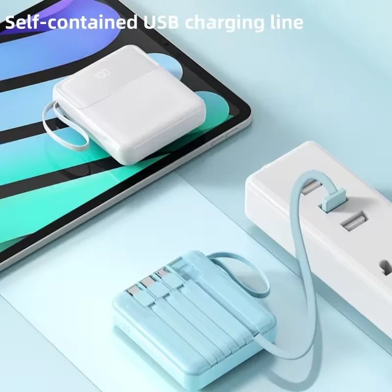 Batterie externe ultra-mince de 20 000 mAh avec câbles intégrés – Charge rapide et écran LED
