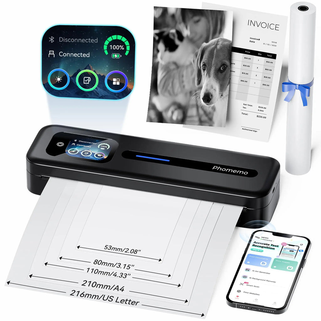 Phomemo M832D A4 Tragbarer Drucker – Kabelloser, tintenloser Thermodrucker