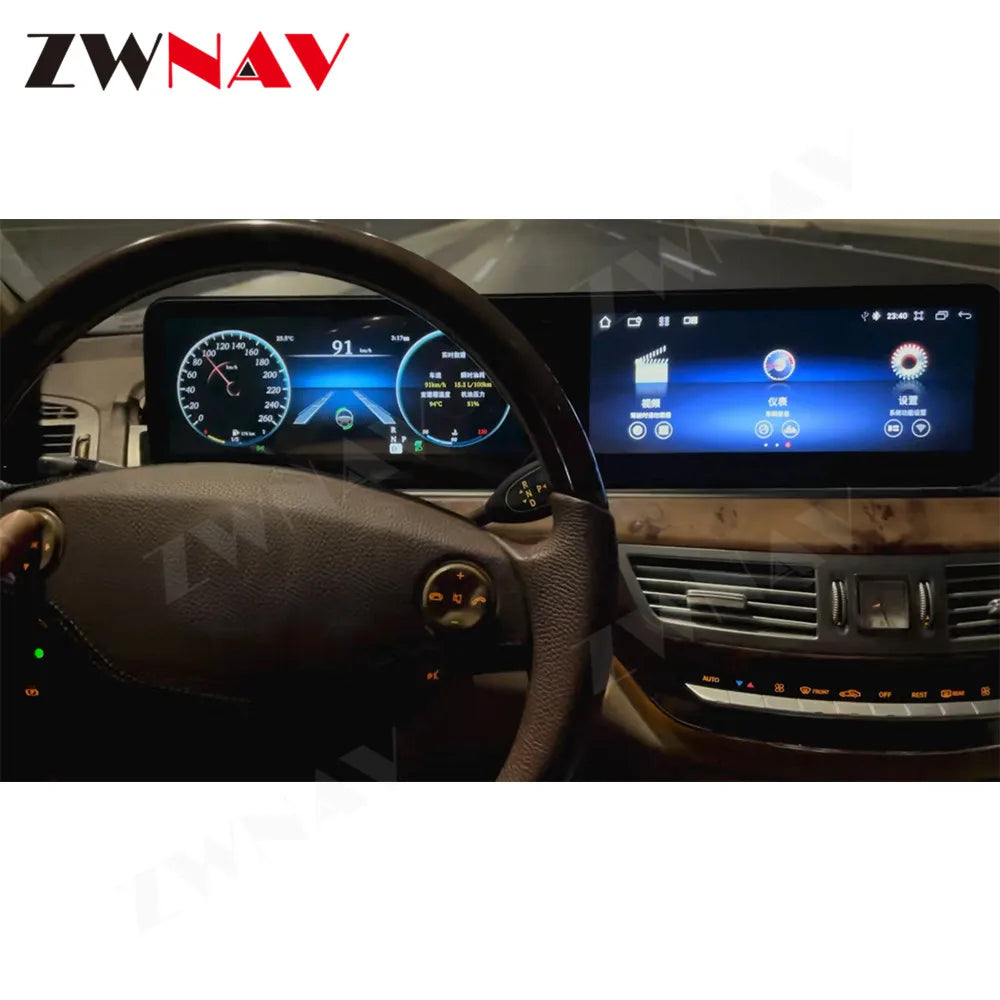 🚘 ZWNAV 12.3” CarPlay Autoradio voor Mercedes-Benz S-Class W221 (2005-2013) – GPS, Android Auto & DSP