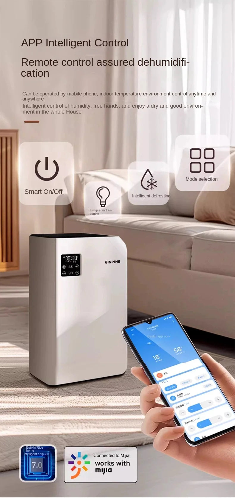Luftentfeuchter 2.5L – Leistungsstarker Kompressor-Luftentfeuchter für Bad & Schlafzimmer (Leise & Smart)