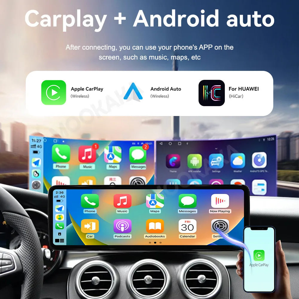 🚘 MOOKAKA Autoradio Android CarPlay 14,9" pour Mercedes Classe C / Classe V / Classe X / GLC (2015-2018)