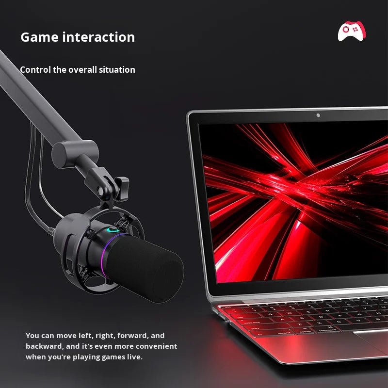 RGB Dynamische USB Microfoon – Cardioïde – Met LED Verlichting – Voor Streaming & Opnames