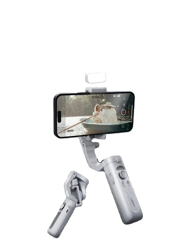 Smartphone-Gimbal-Stabilisator mit Stativ und LED-Licht – 3-Achsen-Videostabilisierung