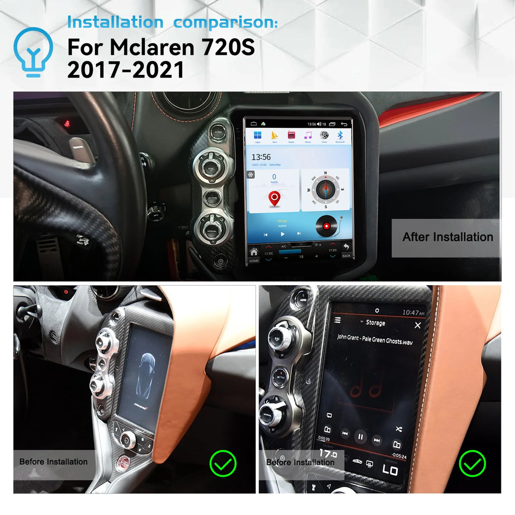 Autoradio de navigation Android CarPlay 9,7 pouces pour McLaren 720S (2017–2021)
