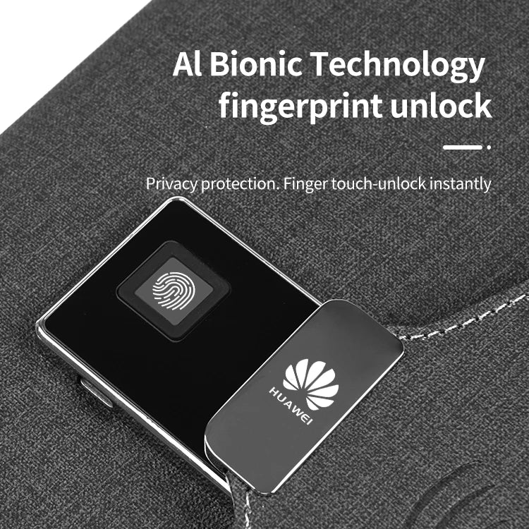 WEIYISS A5 Luxus-Businessplaner mit Fingerabdrucksperre und 10.000-mAh-Powerbank – Kabellos wiederaufladbares Notebook