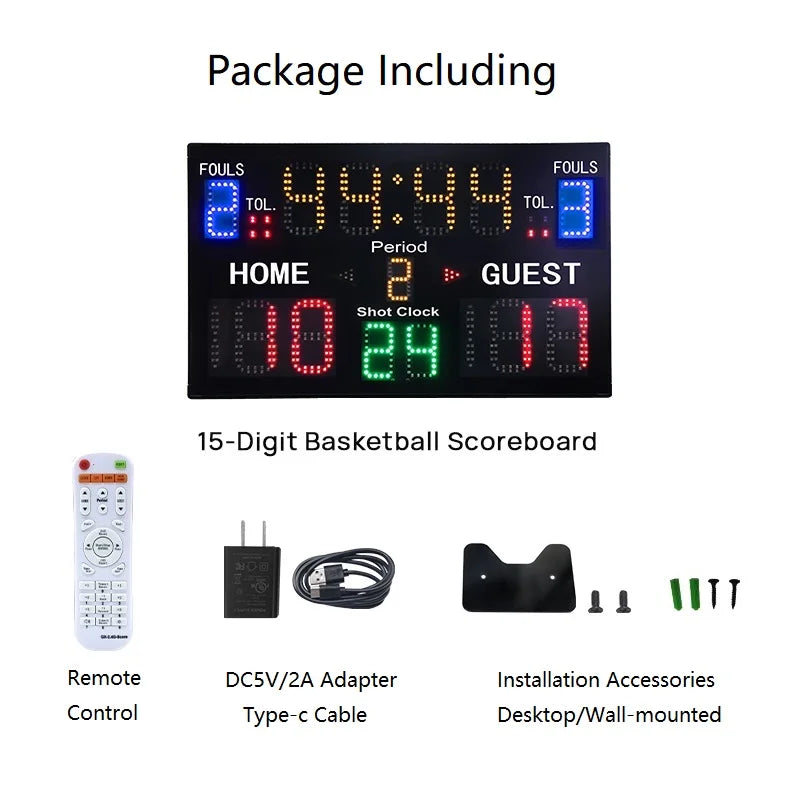 LED-Basketball-Anzeigetafel mit Fernbedienung und Timer – Digitale Anzeigetafel