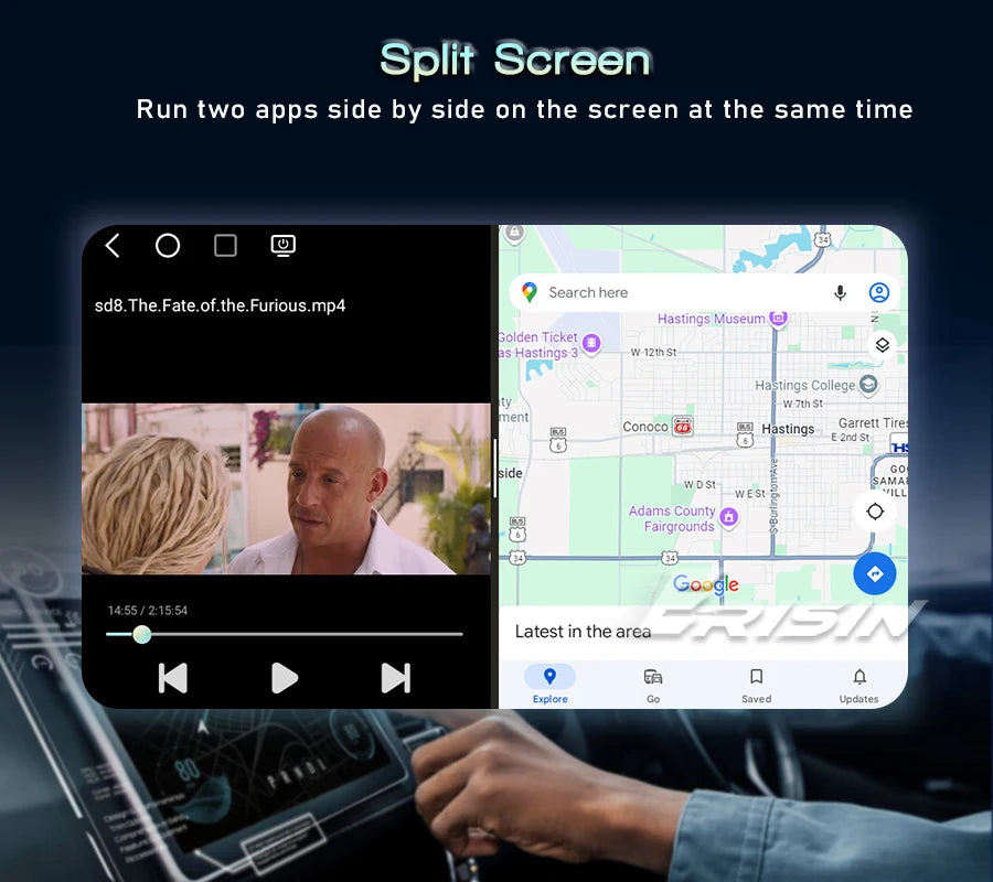 Erisin ES6660PB Android 14 Autoradio – 2DIN GPS-Navigation mit kabellosem CarPlay & Android Auto für Opel