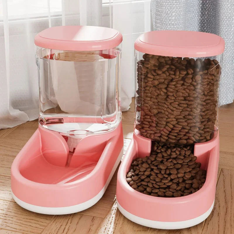 Automatischer Futter- und Wasserspender für Katzen und Hunde – Schwerkraftfutterautomat mit zwei Schalen