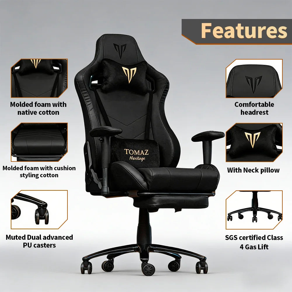 Chaise Gaming Ergonomique avec Dossier et Hauteur Réglables – Fauteuil Gamer de Luxe avec Fonction de Massage