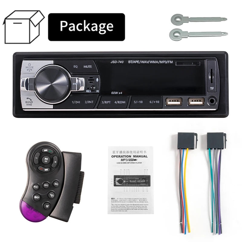 Autoradio MP3 Bluetooth SINOVCLE 1DIN – Radio FM 4 x 60 W avec USB, AUX et lecteur de carte TF + télécommande